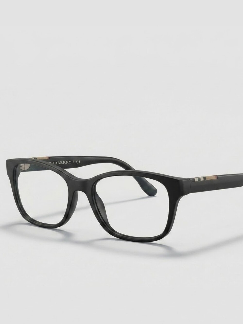 BURBERRY Black Optical Eyeglasses Frames Classic Plaid Check Temples